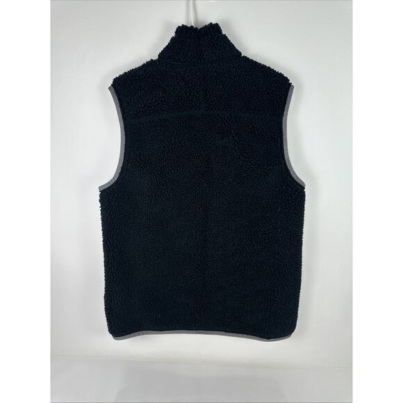 LL Bean Sherpa Vest Deep Pile Fleece Full Zip Mens Medium 502429 Black Outdoor - Picture 4 of 7